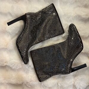 Zara Black and Silver Heeled Boots